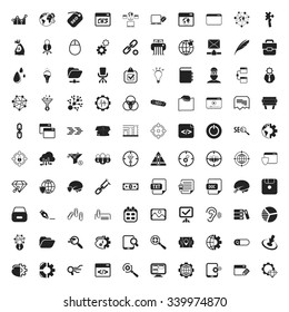 seo 100 black  simple icons set for web
