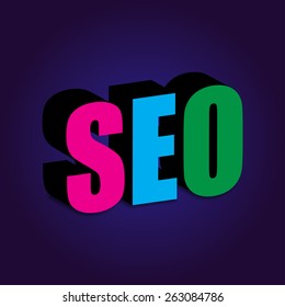 Seo 3d on a blue background vector