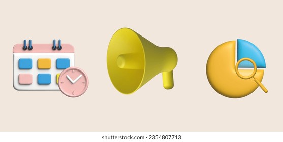 Seo 3D vector icon set. Search Engine Optimization icon collection. With topics like business, search, target, ranking, optimization, content and keyword. 