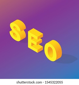 SEO 3D word in isometric view with shadow