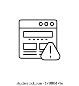 Seo Alert website icon in flat black line style, isolated on white background 