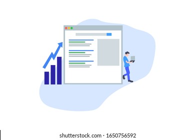 Seo-Analyse. Konzept zur Illustration des Geschäftsanalyse-Konzepts von Web-Landing-Page-Vorlagen, Bannern, Flyer und Präsentationen