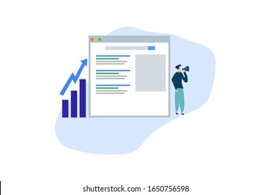 Seo analysis. business analysis concept illustration concept for web landing page template, banner, flyer and presentation