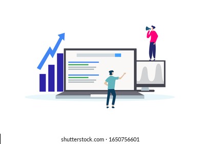 Seo analysis. business analysis concept illustration concept for web landing page template, banner, flyer and presentation