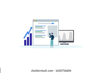 Seo analysis. business analysis concept illustration concept for web landing page template, banner, flyer and presentation