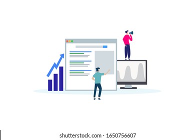 Seo analysis. business analysis concept illustration concept for web landing page template, banner, flyer and presentation