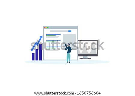 Seo analysis. business analysis concept illustration concept for web landing page template, banner, flyer and presentation