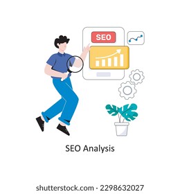 Ilustración del vector de diseño de estilo plano de análisis SEO. Ilustración de acciones