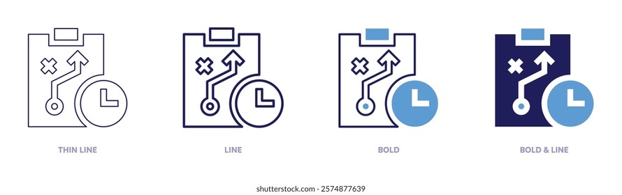 SEO analysis icon in 4 different styles. Thin Line, Line, Bold, and Bold Line. Duotone style. Editable stroke.