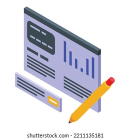 Seo analysis icon isometric vector. Web search. Engine data