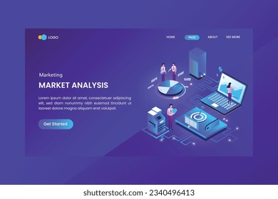 Seo Analysis Isometric Concept Landing Page
