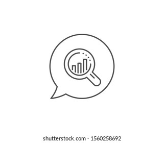 Seo analysis line icon. Chat bubble design. Web targeting chart sign. Traffic management symbol. Outline concept. Thin line seo analysis icon. Vector