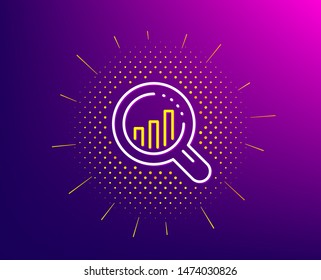 Seo analysis line icon. Halftone pattern. Web targeting chart sign. Traffic management symbol. Gradient background. Seo analysis line icon. Yellow halftone pattern. Vector