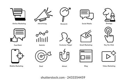 Seo, Análisis, Marketing, Publicidad, Conjunto De Iconos De Negocios Vector