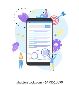 Seo analysis with search and magnifier. Business concept	