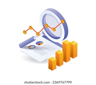 SEO analyst data magnifying glass flat illustration concept