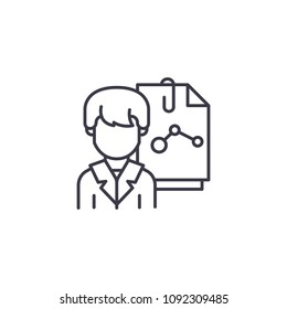 Seo Analyst linear icon concept. Seo Analyst line vector sign, symbol, illustration.