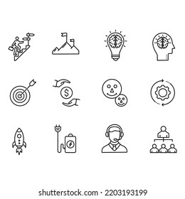 seo analytic black line Icon set