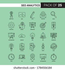 Seo-Analytics-Symbol für schwarze Linie - 25 Konturen-Symbol