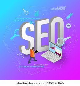	
SEO analytics concept on modern background. 