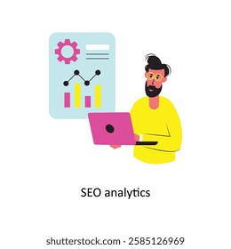 SEO analytics Concept vector illustration.  isolated on white Background. 