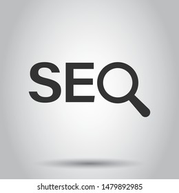 Seo analytics icon in transparent style. Social media vector illustration on isolated background. Search analysis business concept.