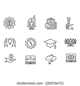 seo analytics set black line Icon