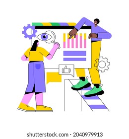 SEO analytics team abstract concept vector illustration. SEO optimization, online internet promotion, search engine visibility, content marketing, analytics tools and measurement abstract metaphor.