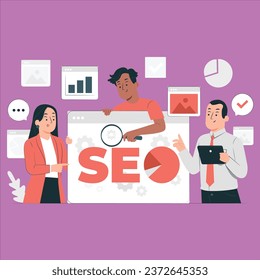 seo analytics team concept vector design illustration