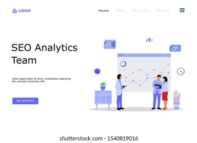 SEO Analytics Team Vector Illustration Concept , Suitable for web landing page, ui, mobile app, editorial design, flyer, banner, and other related occasion