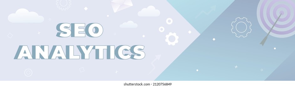 SEO analytics website banner and header template concept. Digital Business Search Engine Optimization Internet Marketing vector illustration