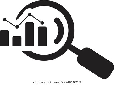 SEO audit icon. Business analysis. Magnifying glass for data analysis. Search data analysis