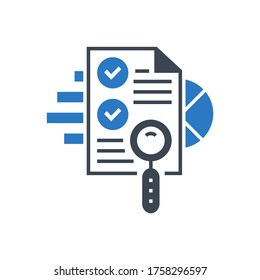 Icono de glifo del vector de auditoría de SEO. Aislado en fondo blanco. Ilustración vectorial.