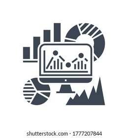 SEO Audit Related Vector Glyph Icon. Isolated on White Background. Vector Illustration.