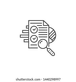 SEO Audit Related Vector Thin Line Icon. Isolated on White Background. Editable Stroke. Vector Illustration.