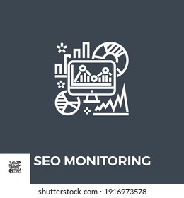 SEO Audit Related Vector Thin Line Icon. Isolated on Black Background. Vector Illustration.