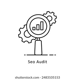 Ilustración de estilo de Vector de esquema de auditoría Seo. Símbolo sobre fondo blanco EPS 10 Archivo