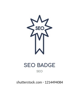 SEO Badge icon. SEO Badge linear symbol design from SEO collection. Simple outline element vector illustration on white background.