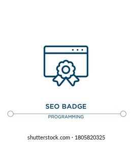 seo badge vector line icon. Simple element illustration. seo badge outline icon from programming concept. Can be used for web and mobile
