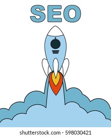 SEO Banner Concept Spaceship Rocket