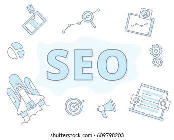 Seo banner concept vector illustration for blog