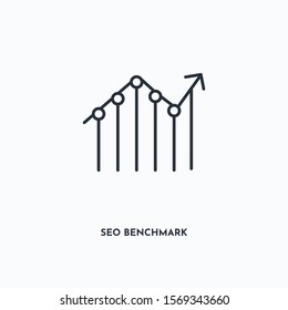 SEO benchmark outline icon. Simple linear element illustration. Isolated line SEO benchmark icon on white background. Thin stroke sign can be used for web, mobile and UI.