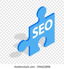 SEO blue puzzle isometric icon 3d on a transparent background vector illustration
