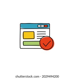 Seo-Browser-Web mit Kontrollsymbol in Farbe Symbol einzeln auf weißem Hintergrund 