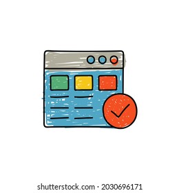 Seo Browser web with check icon  in color icon, isolated on white background 