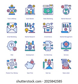 SEO Business Marketing Filled Icons - Stroked, Vectors
