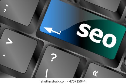 SEO button on the keyboard. Business concept. vector illustration