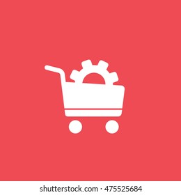 SEO Cart Flat Icon On Red Background