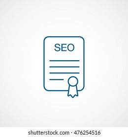 SEO Certificate Blue Line Icon On White Background
