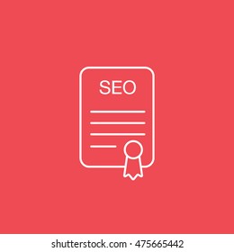SEO Certificate Flat Icon On Red Background